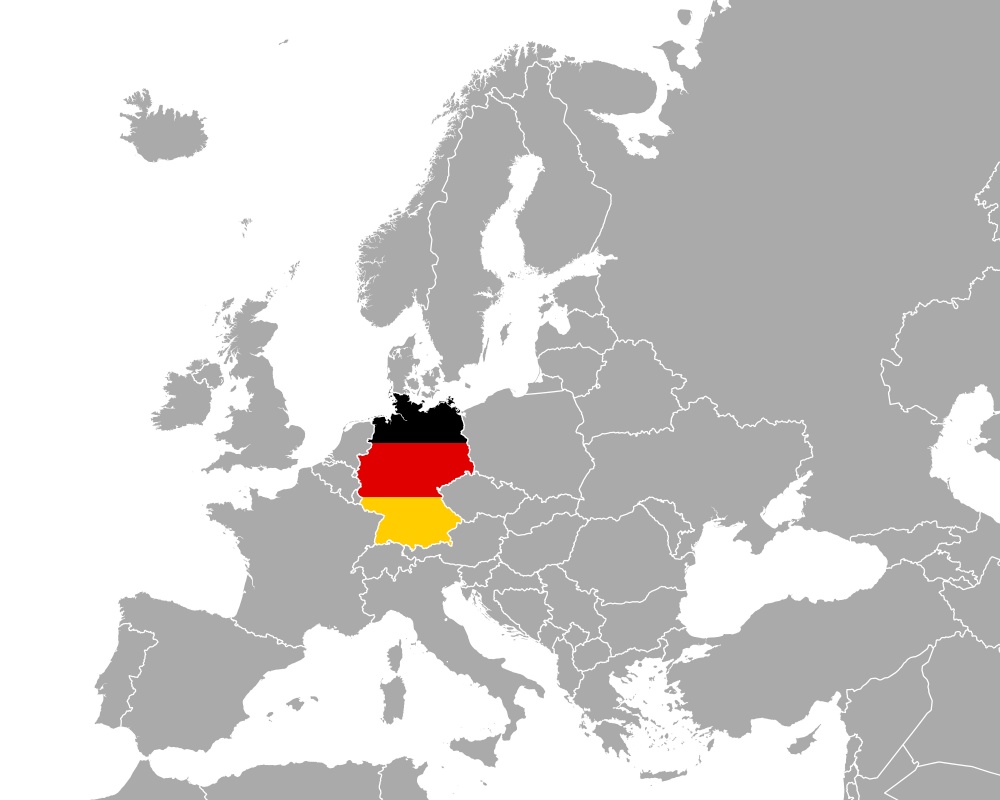 Map and flag of Germany in Europe