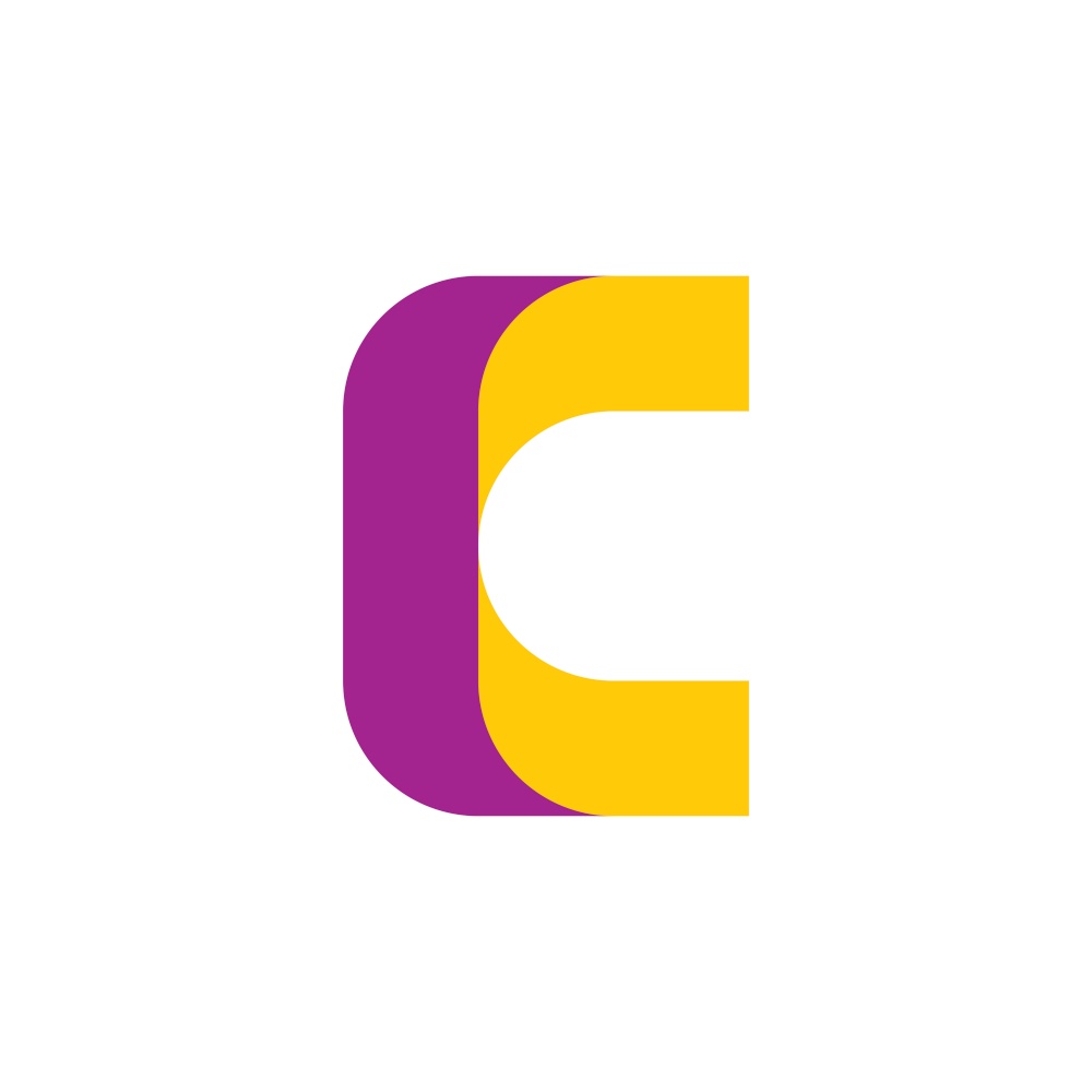 letter c logo yellow purple logotype icon