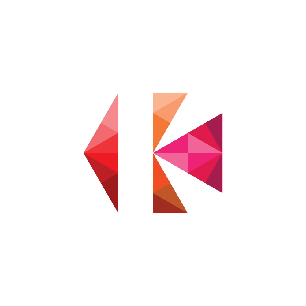 letter k with geometric triangles logo vector icon