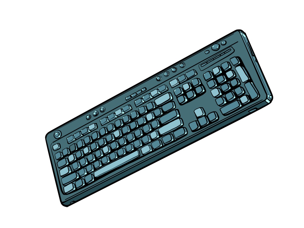 computer wireless keyboard. An accessory for a personal computer. Gamers. Pop art retro vector illustration kitsch vintage 50s 60s style. computer wireless keyboard. An accessory for a personal computer. Gamers