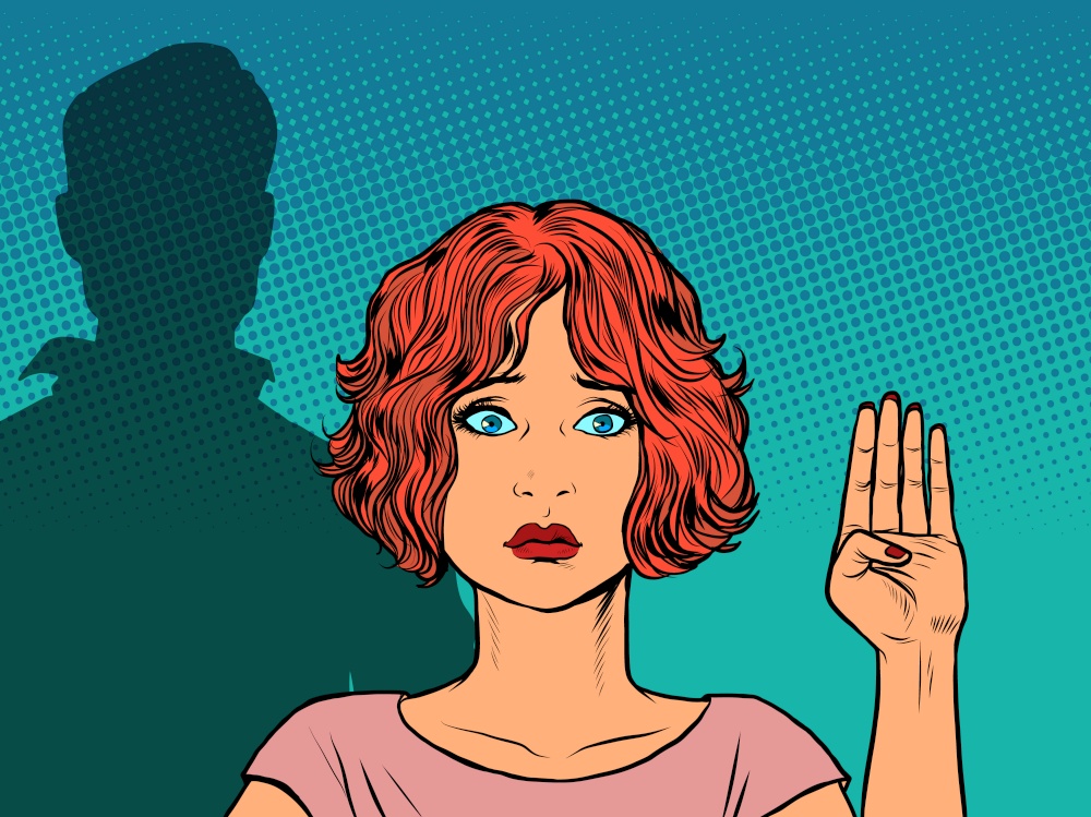 Signal For Help. International gesture of help for women at risk of domestic violence. Pop art retro vector illustration 50s 60s style. Signal For Help. International gesture of help for women at risk of domestic violence