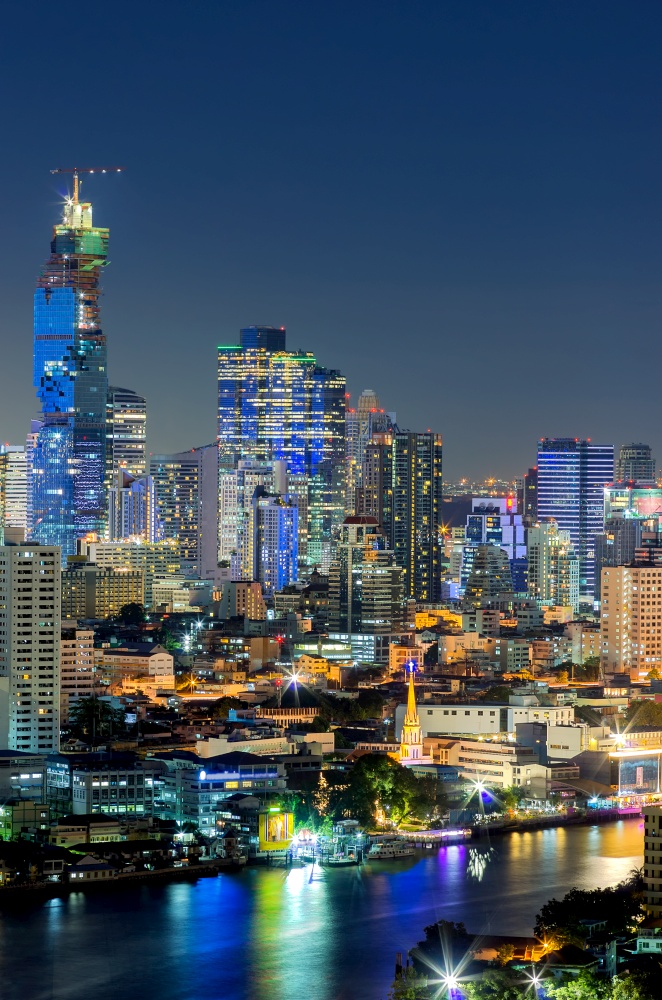 Bangkok cityscape. Bangkok night view in the business district. at night.. Bangkok night view
