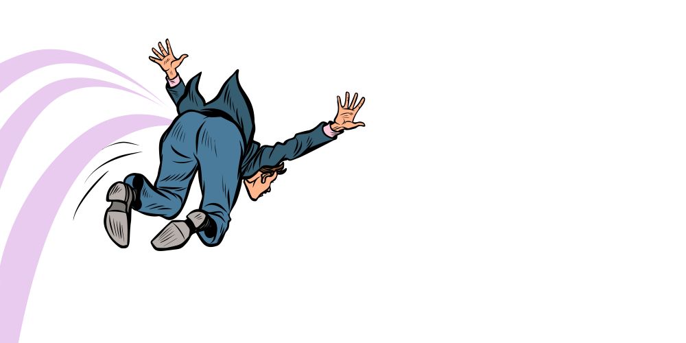 businessman funny jumps forward. Comic cartoon pop art retro illustration drawing. businessman funny jumps forward