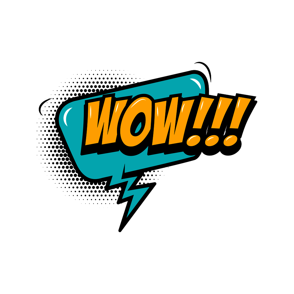 WOW!!! Comic style phrase with speech bubble. Vector illustration