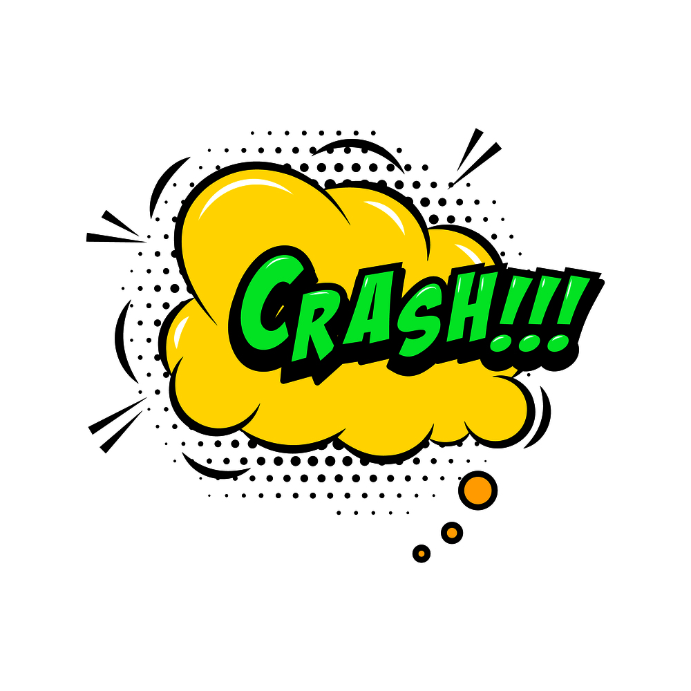 CRASH!!! Comic style phrase with speech bubble. Vector illustration