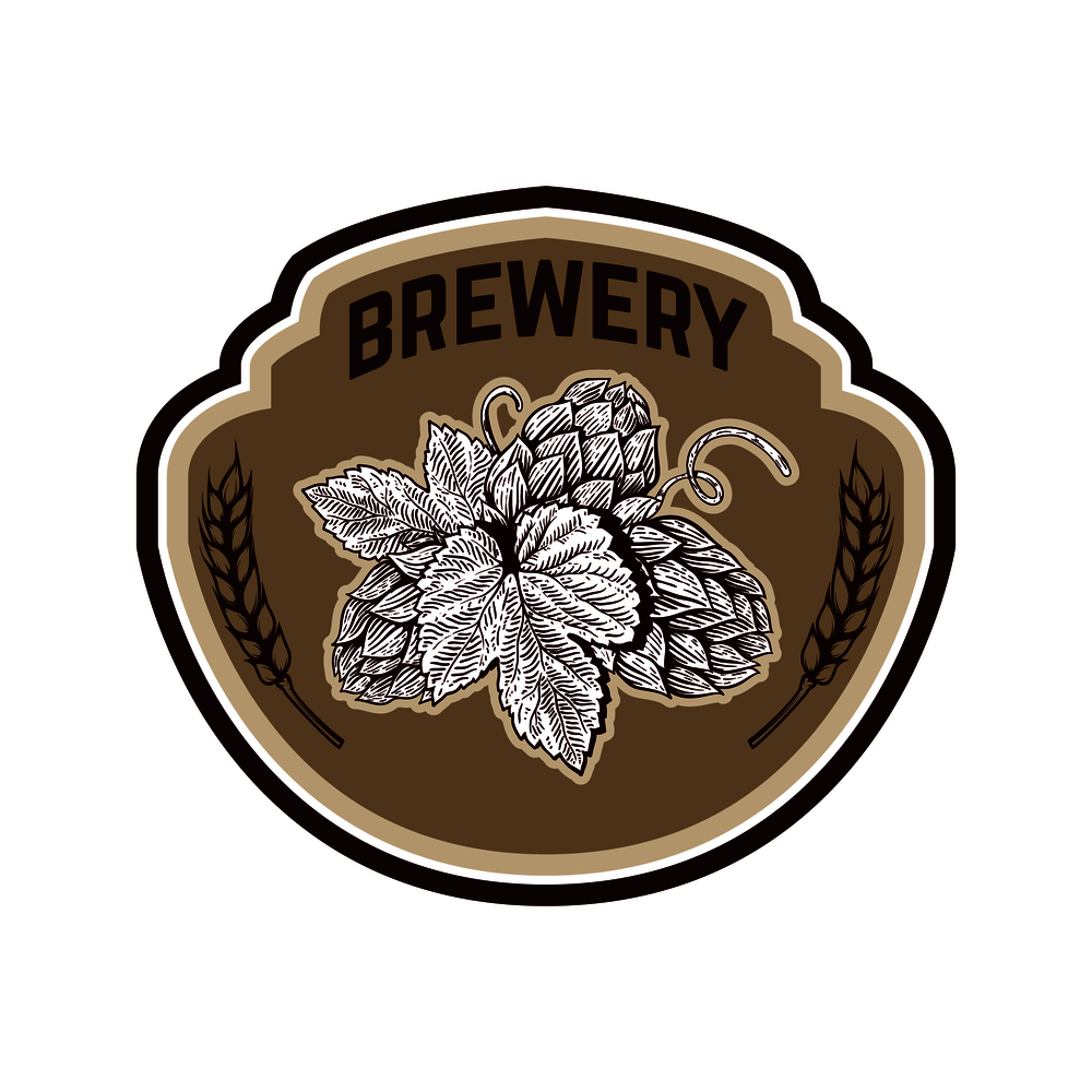 Vintage beer label with hop. Design elements for logo, label, emblem, sign, menu. Vector illustration