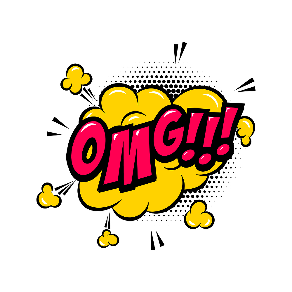 OMG!!! Comic style phrase with speech bubble. Vector illustration