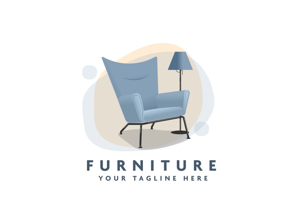 modern furniture interior concept with chair and lamp vector illustration