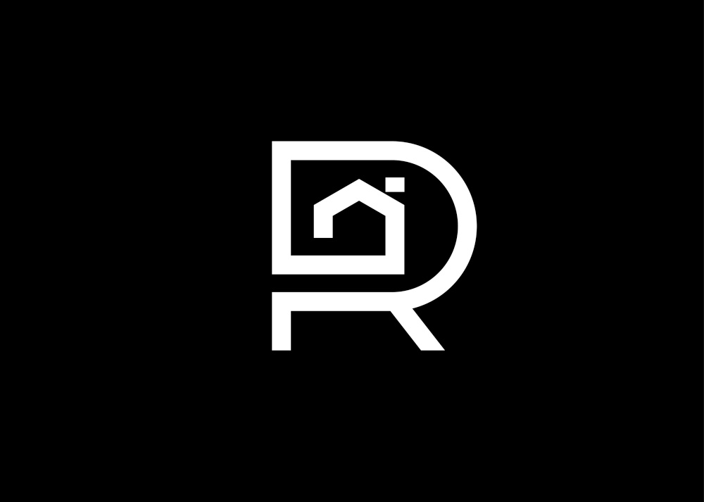 Minimalist House R Letter Logo. Real Estate Architecture Construction Logo