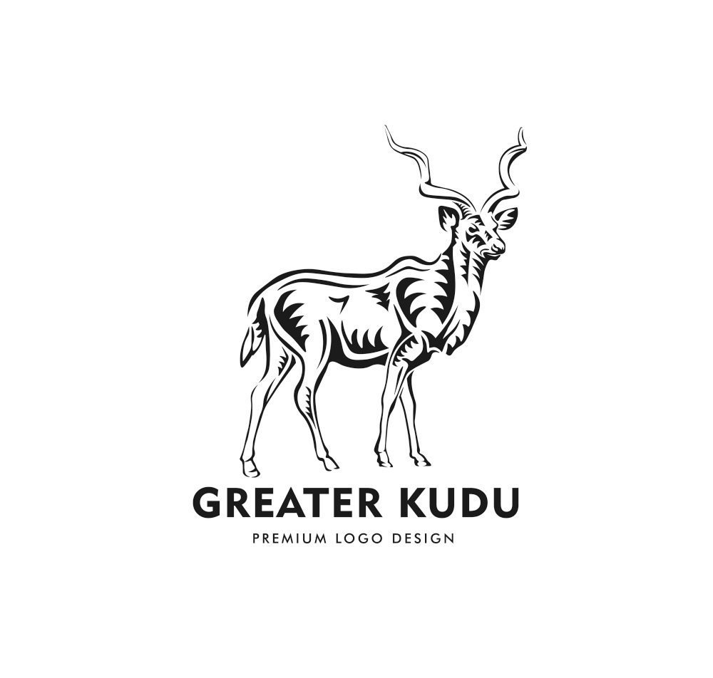 abstract of greater Kudu standing vector illustration on white background