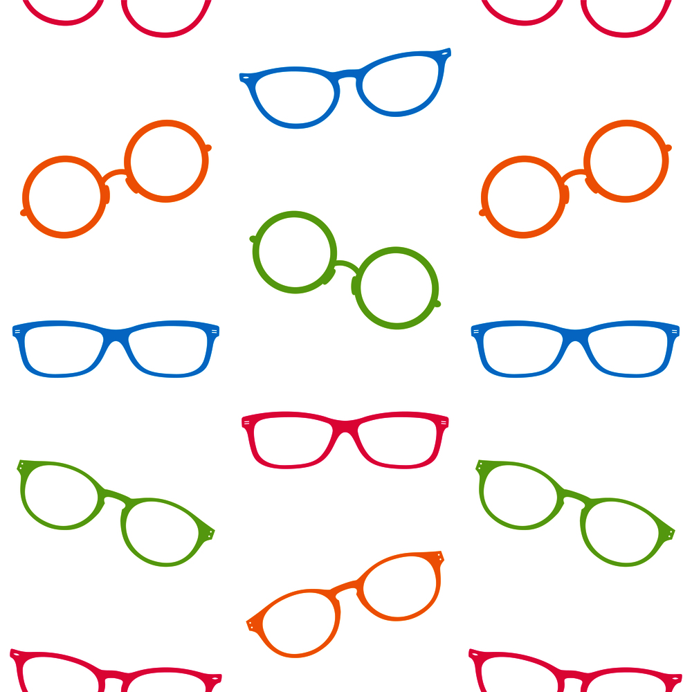 Glasses vector art background design for fabric and decor. Seamless pattern