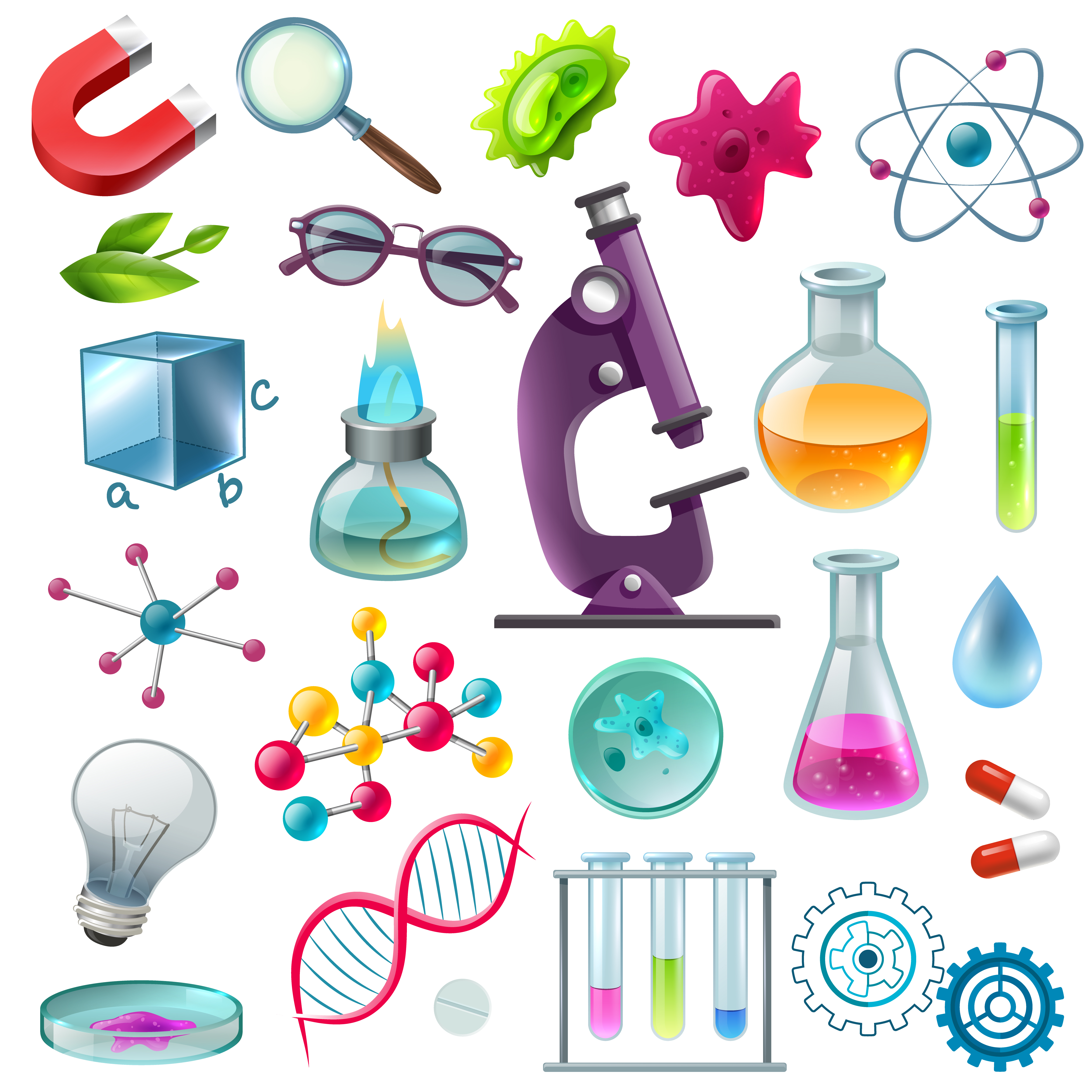 Science decorative icons set