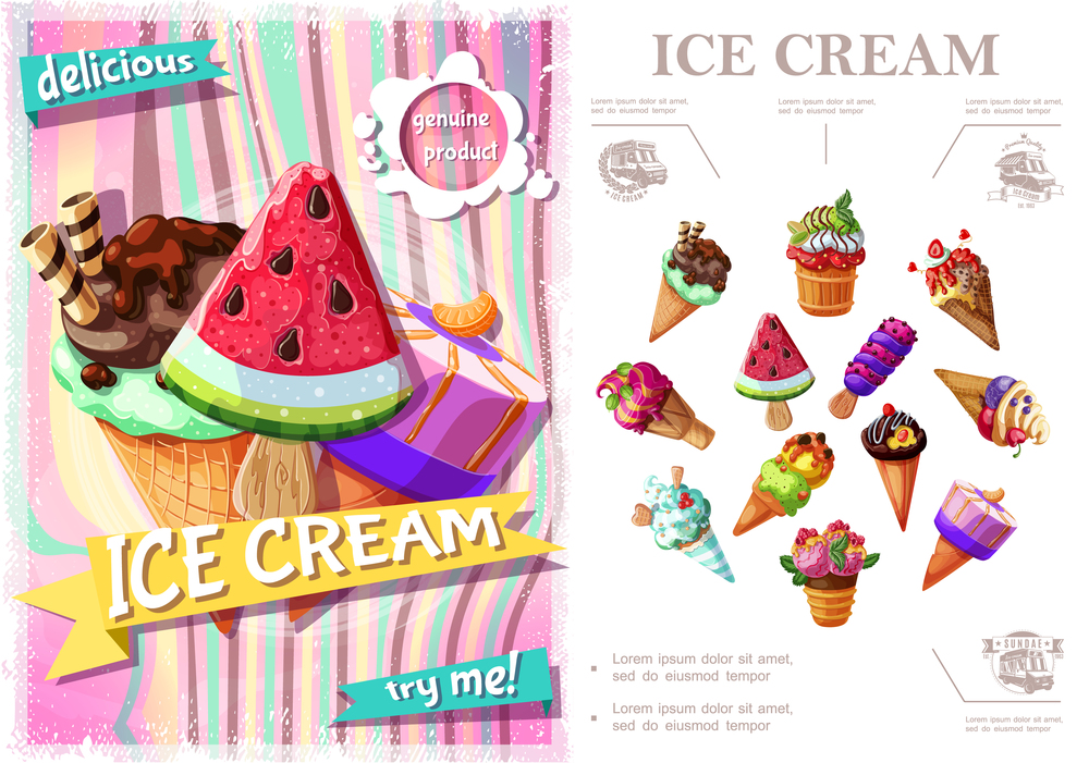 Fresh Ice Cream Colorful Concept