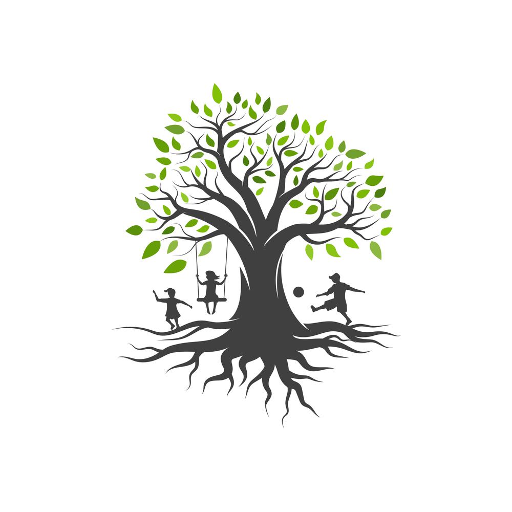 kids tree logo Vector icon design illustration Template