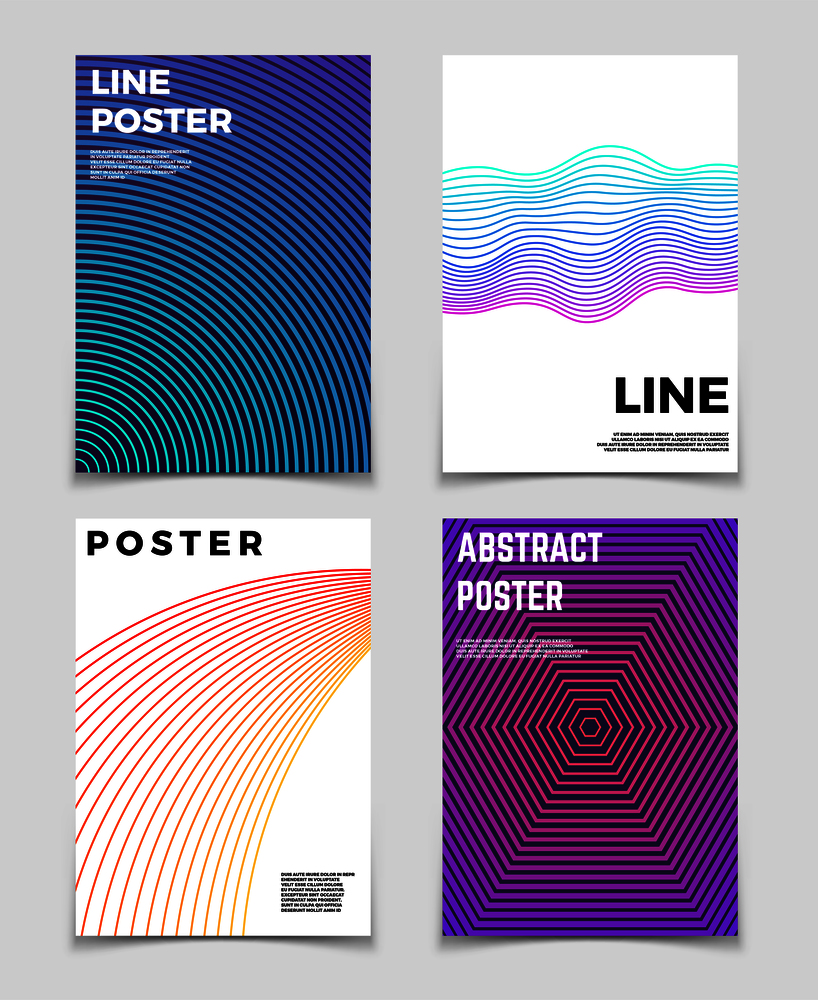 Simple minimal geometric vector backgrounds with modern line shapes. Banners with geometric color linear trendy graphic illustration. Simple minimal geometric vector backgrounds with modern line shapes