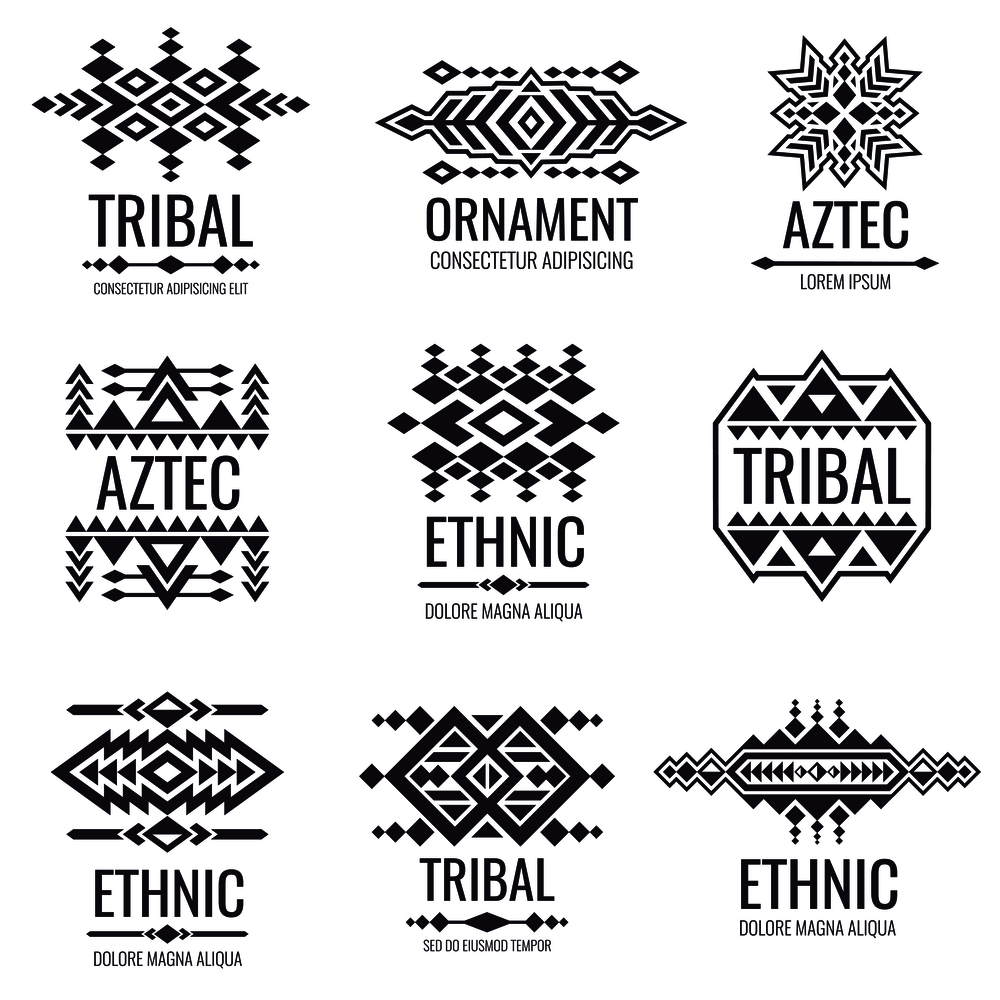 Tribal aztec vector pattern. Indian graphics for tattoo designs. Indian aztec tattoo tribal illustration. Tribal aztec vector pattern. Indian graphics for tattoo designs