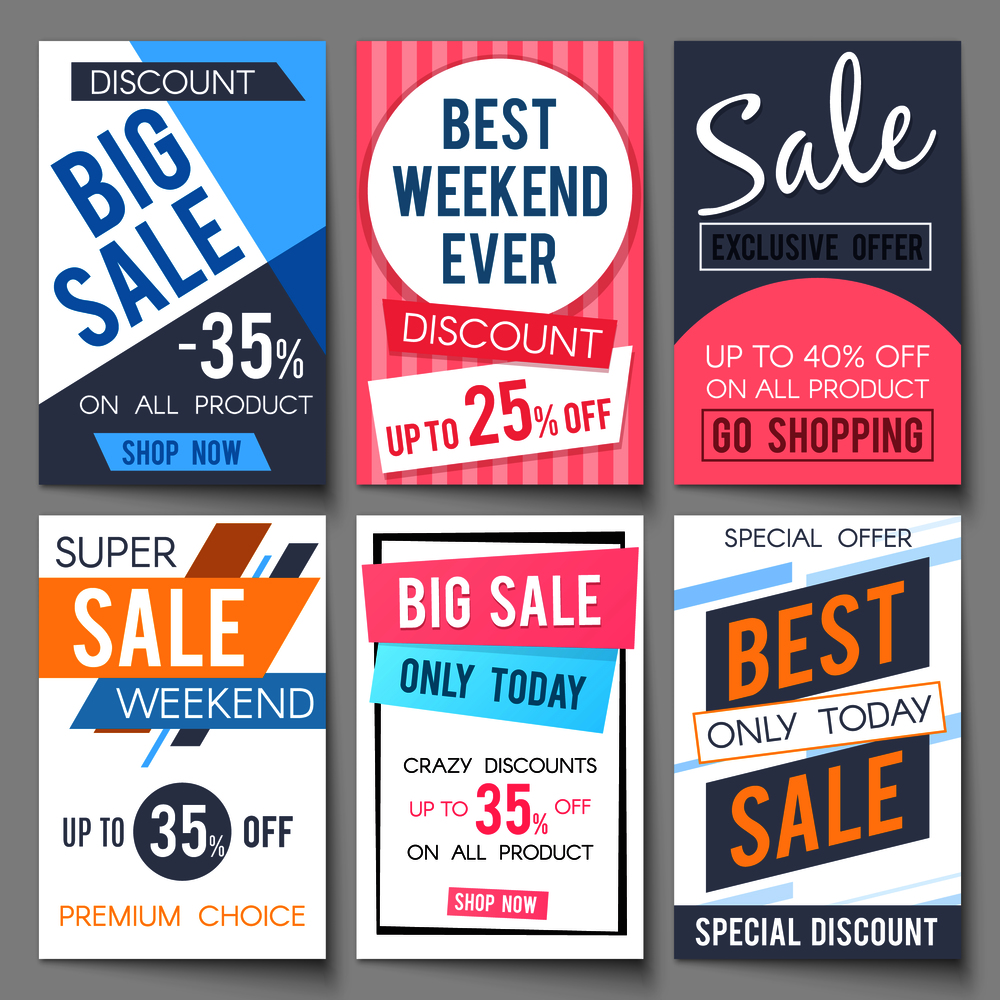 Sale posters vector template with discount and save money offers for email and newsletter design. Shopping and offer discount illustration. Sale posters vector template with discount and save money offers for email and newsletter design