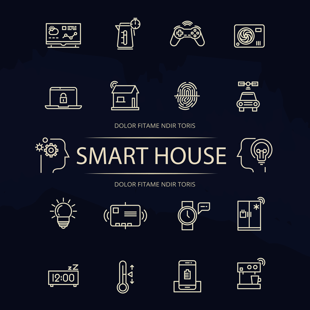 Smart House line icons collection. Elements device for smart home illustration. Smart House line icons collection