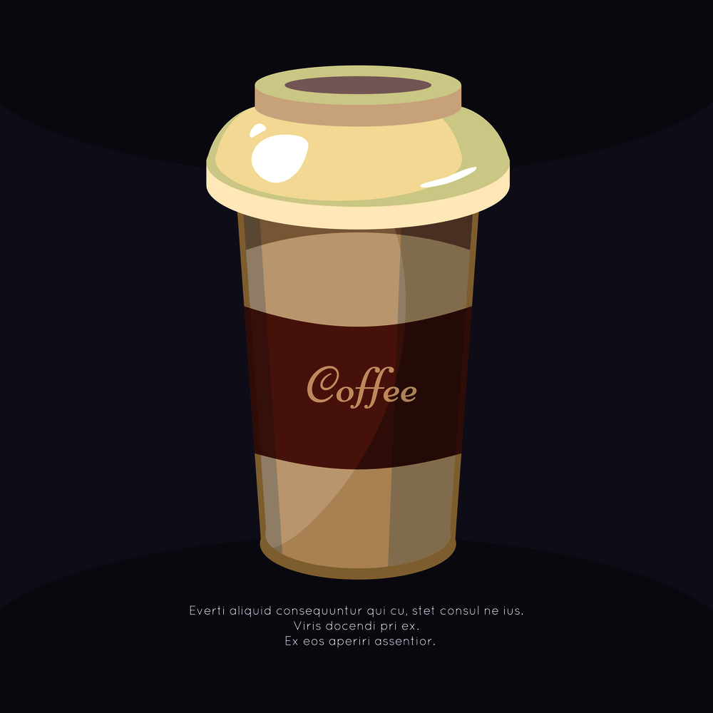 Take away coffee mug poster - cafe poster design. Cappuccino mug, vector illustration. Take away coffee mug poster - cafe poster design
