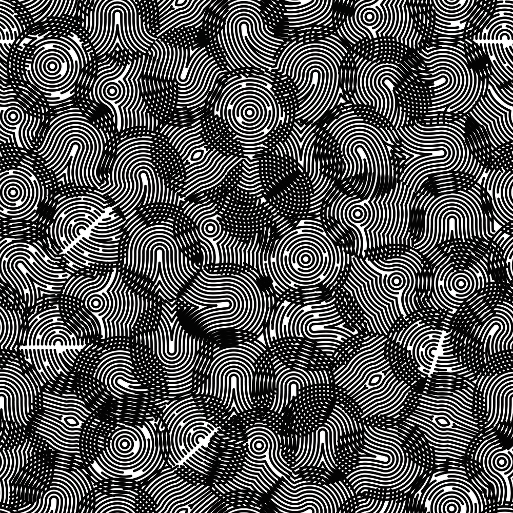 Abstract black fingerprints seamless pattern. Background fingerprint line, vector illustration. Abstract black fingerprints seamless pattern