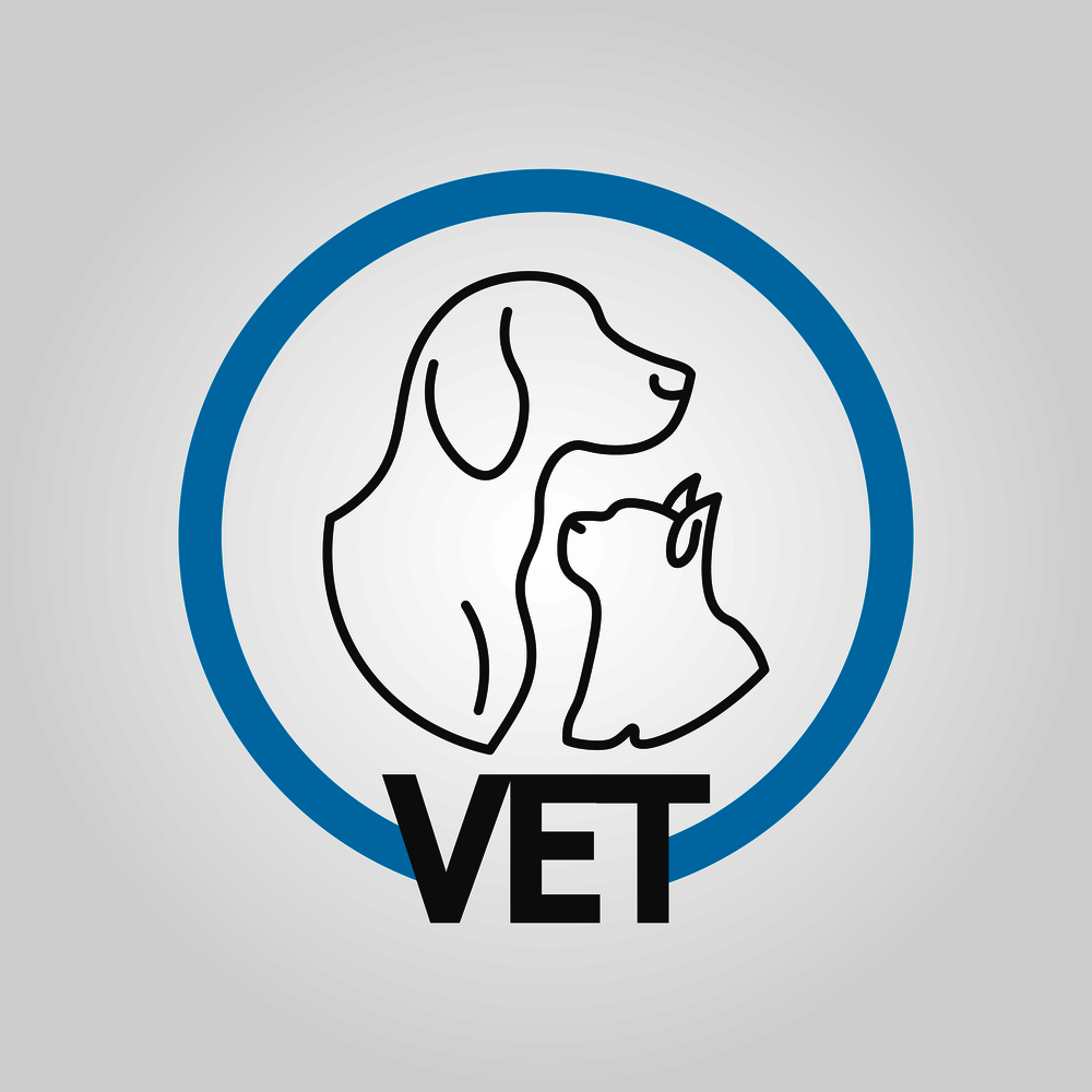 Vet logo design with gods and cats head silhouettes. Vector illustration. Vet logo design