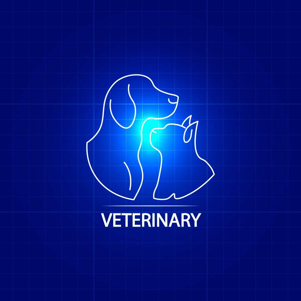 White veterinary logo design with cat and dog. Vector illustration. White veterinary logo design with cat and dog