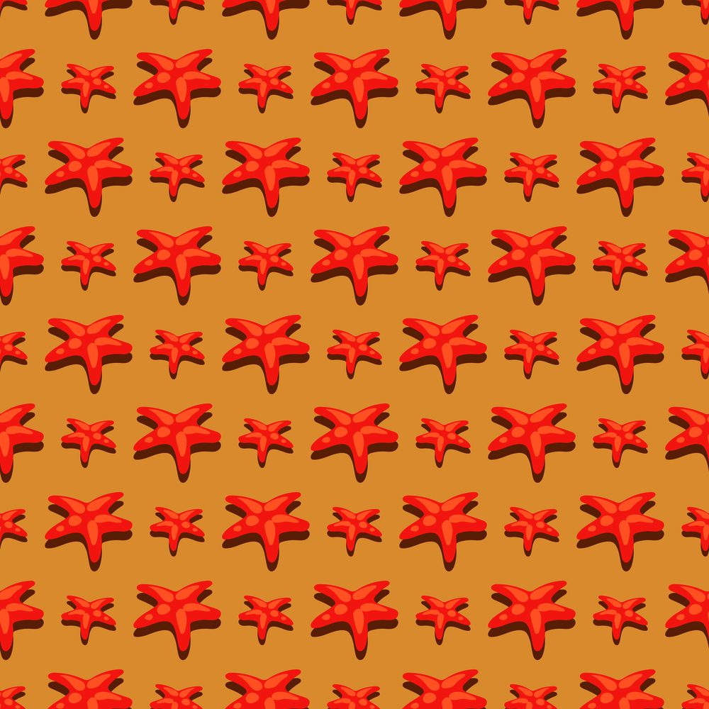 Abstract summer background with red starfish - seastar seamless pattern. Vector illustration. Abstract summer background with red starfish - seastar seamless pattern