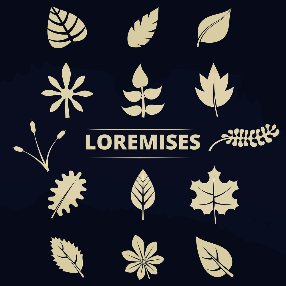 Nature elements collection - leaves and grass silhouettes set. Vector illustration. Nature elements collection - leaves and grass silhouettes set