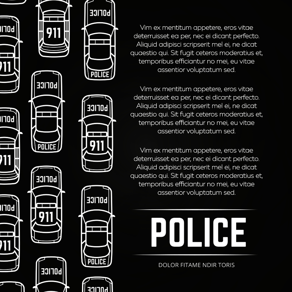Chalkboard police poster with cars design. Background and banner chalkboard, vector illustration. Chalkboard police poster with cars design