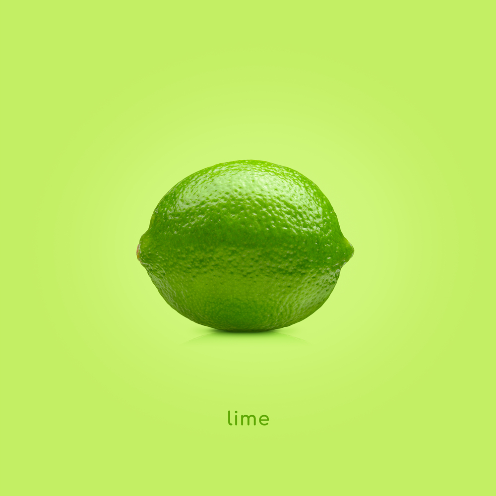 Lime fruit on green background. Lime fruit