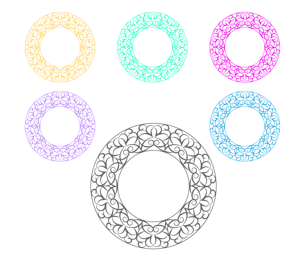 Lace frame, lace pattern, stamp or stencil for scrapbooking and decorative embossing, die cut template. Flat style.