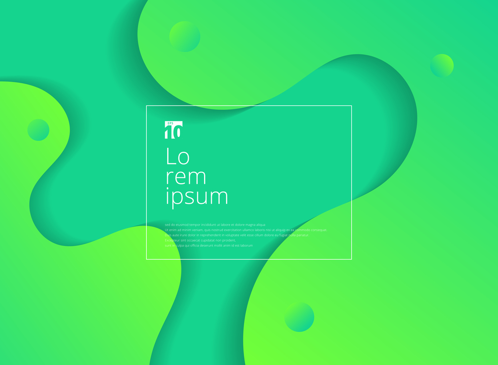 Abstract wavy geometric dynamic 3D green background. Trendy gradient fluid shapes composition modern concept. Vector illustration