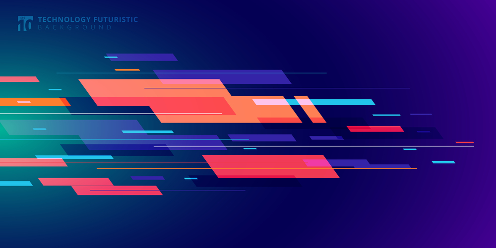Template banner abstract technology futuristic geometric colorful on dark blue background. Vector illustration