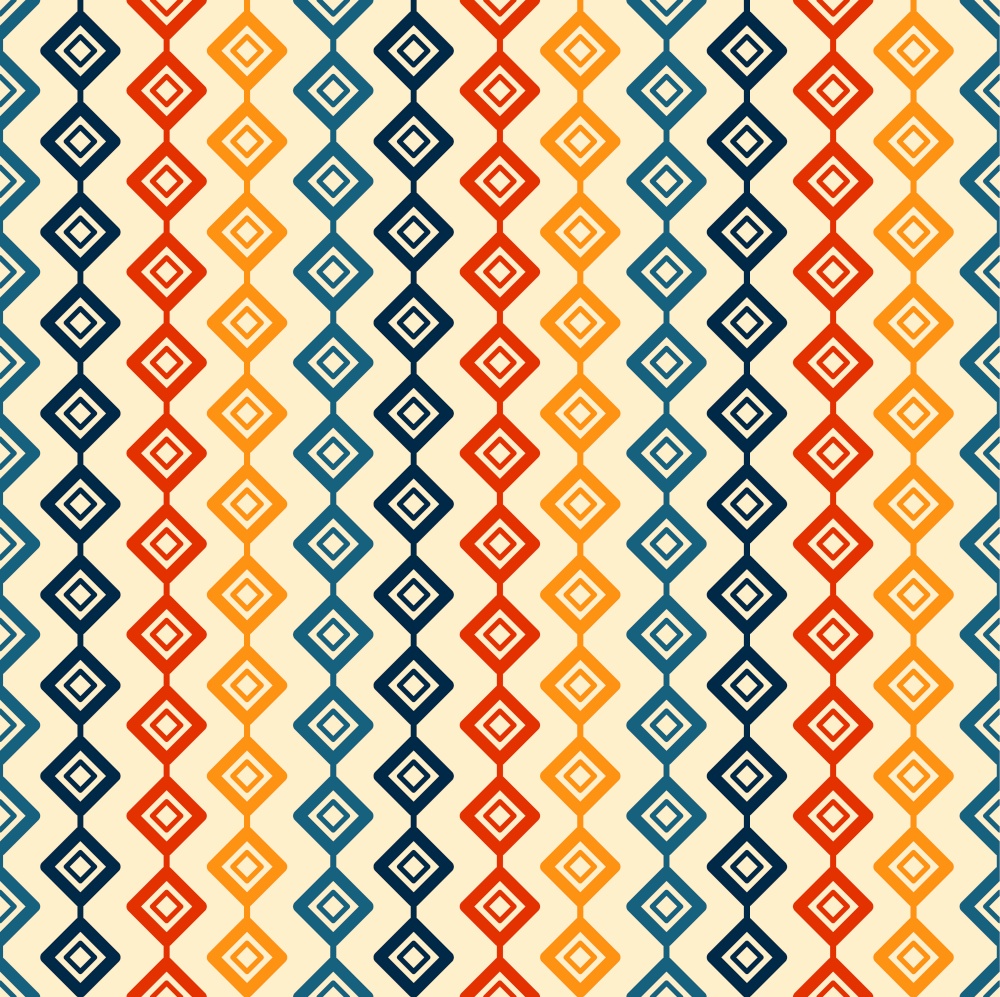 Geometric square seamless pattern retro color style. Vector illustration