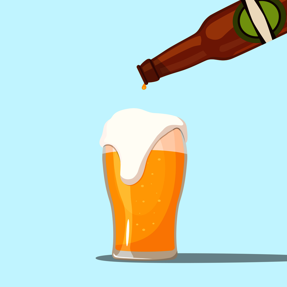 Serving a beer on a blue background