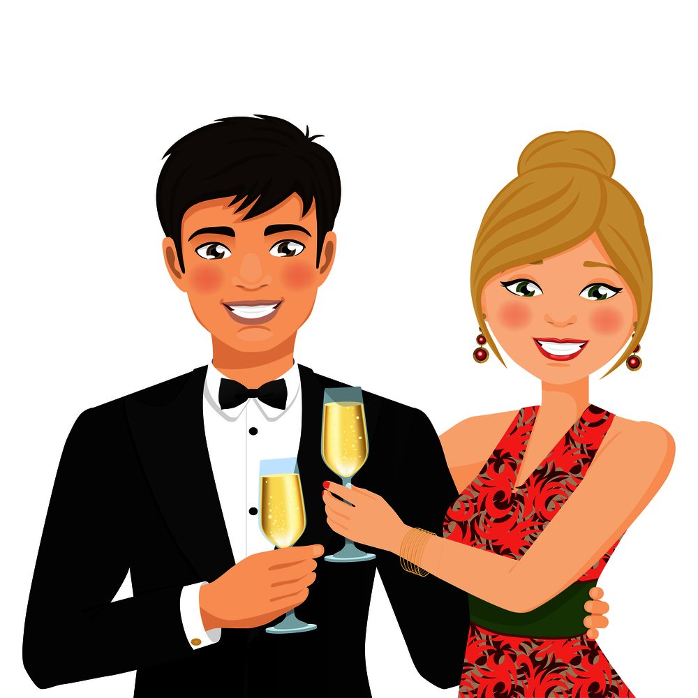 A man and a woman with fancy clothes. Vector illustration