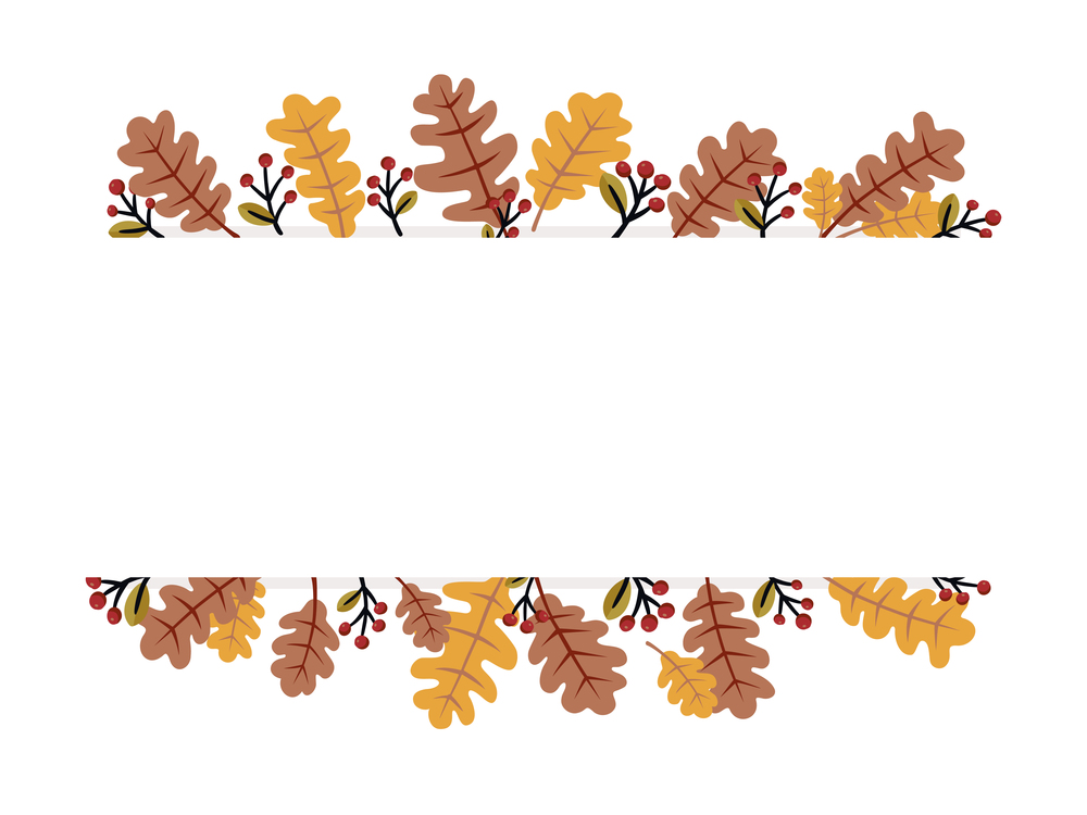 Autumn season background with rectangle frame for text. Free space. Isolated vector illustration