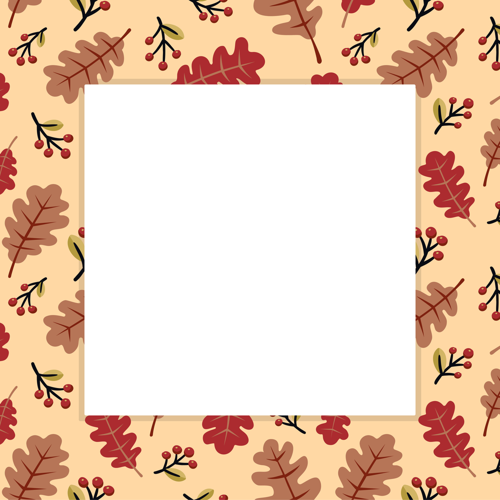 Autumn season background with square frame for free space. Vector illustration