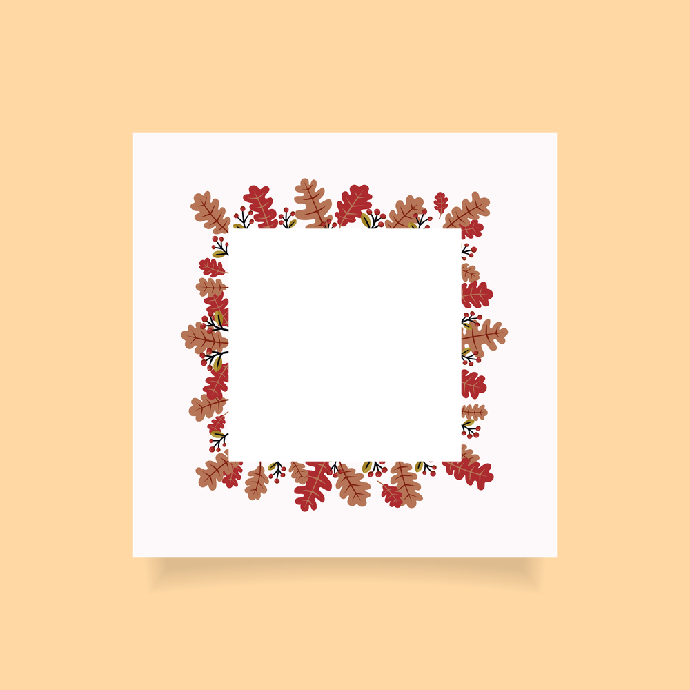Autumn season square frame design with free space for text. Vector illustration