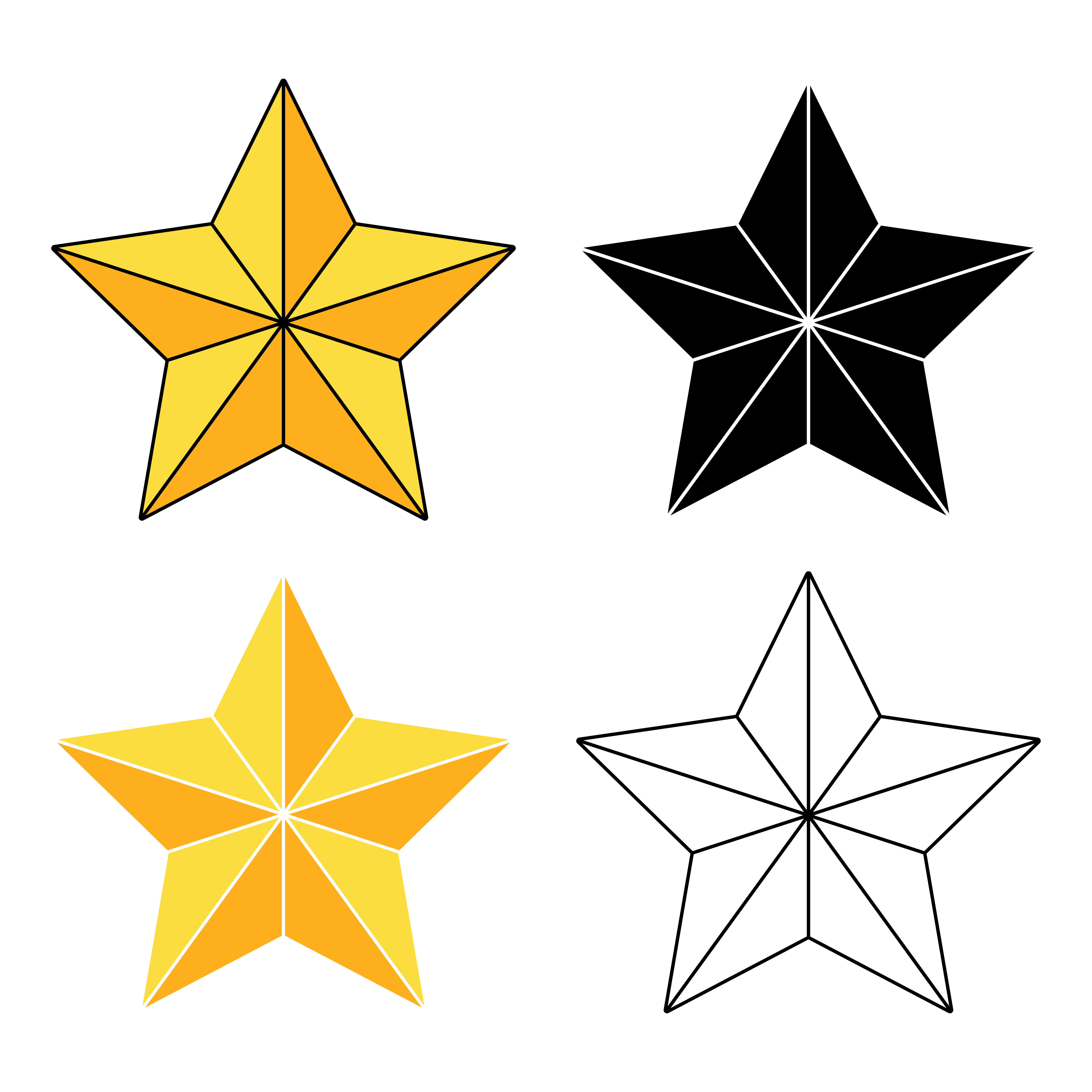 Golden star icon set isolated on white background. Gold holiday light. Collection of Christmas Vector ornament. Illustration of  christian symbol. Silhouette,outline and yellow design.