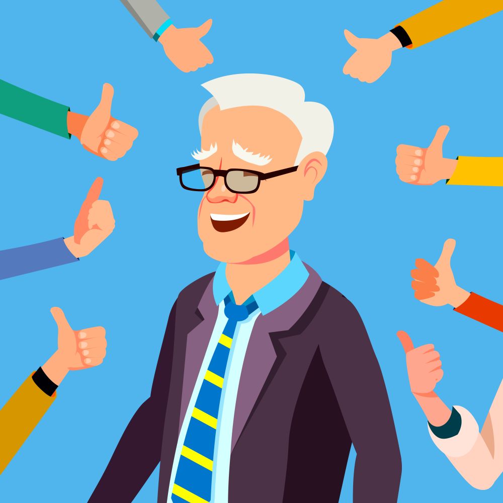 Thumbs Up Businessman Vector. Professional Office Worker. Public Respect Show Approval Gesture. Business Illustration. Thumbs Up Businessman Vector. Professional Office Worker. Public Respect. Show Approval Gesture. Business Illustration