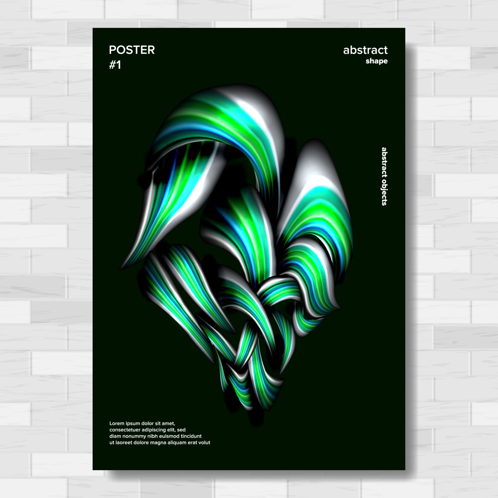 Modern Poster Vector. Minimal Brigth Background. Painting Style. Illustration. Liquid, Brush Poster Vector. Vibrant Gradients Shape. Surreal Graphic. Illustration