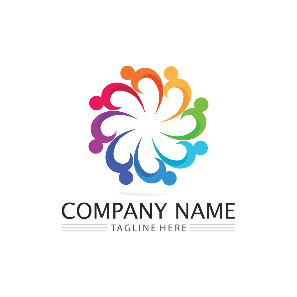 succes people  logo team work brand and business logo, vector community, unity colorful and friendship , partner teamwork care logo