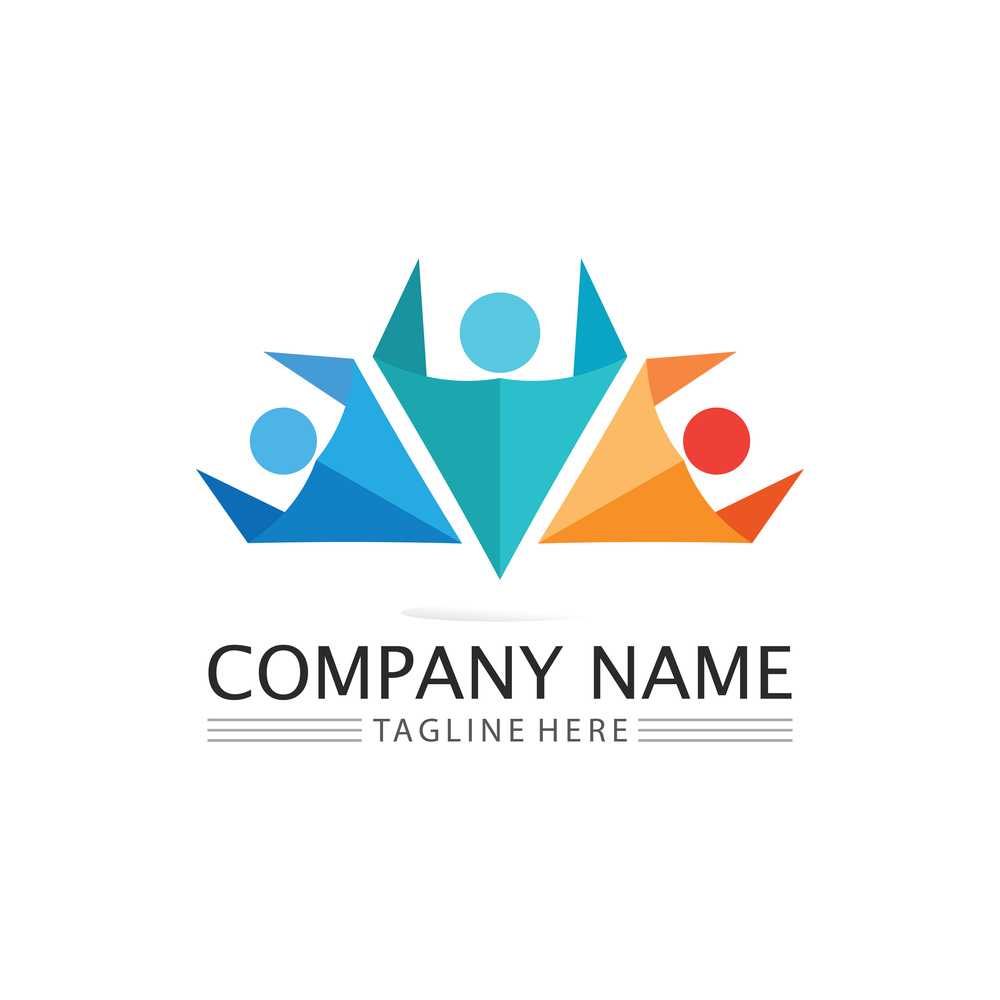 succes people  logo team work brand and business logo, vector community, unity colorful and friendship , partner teamwork care logo
