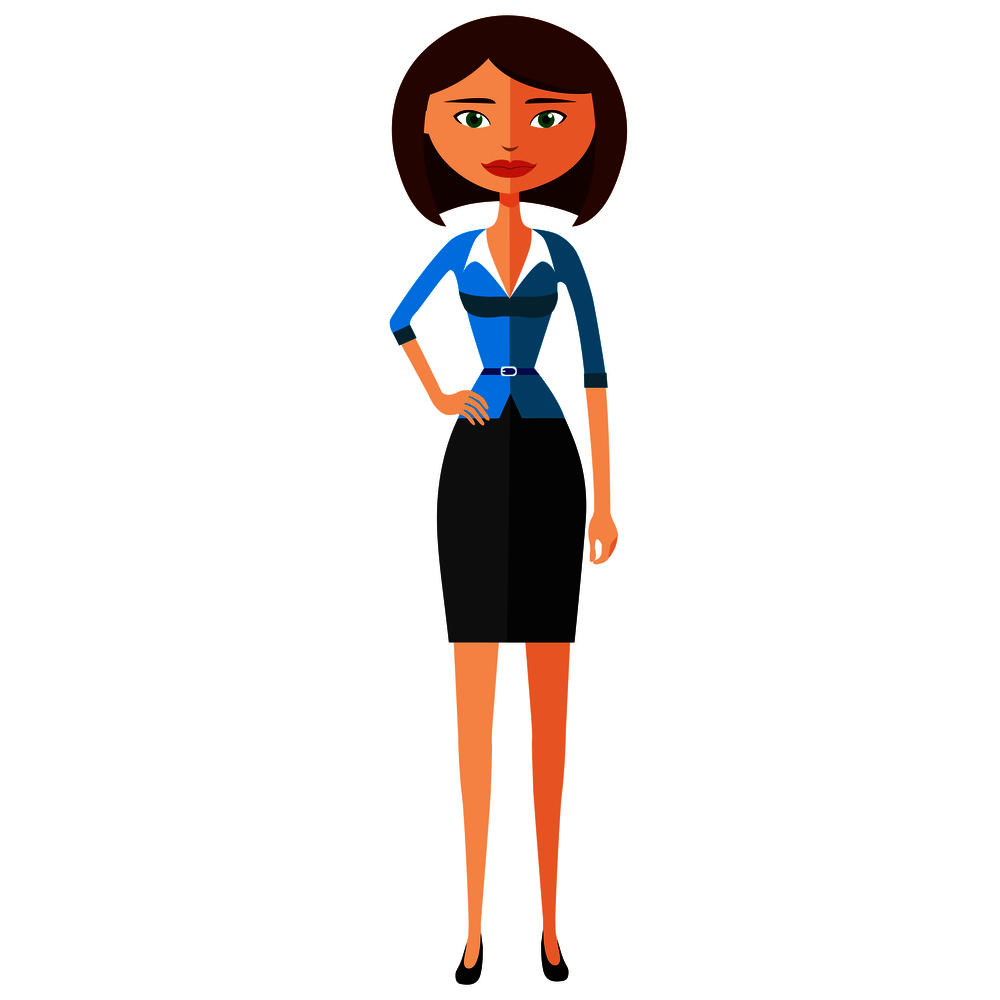 Young office worker woman cartoon flat vector illustration