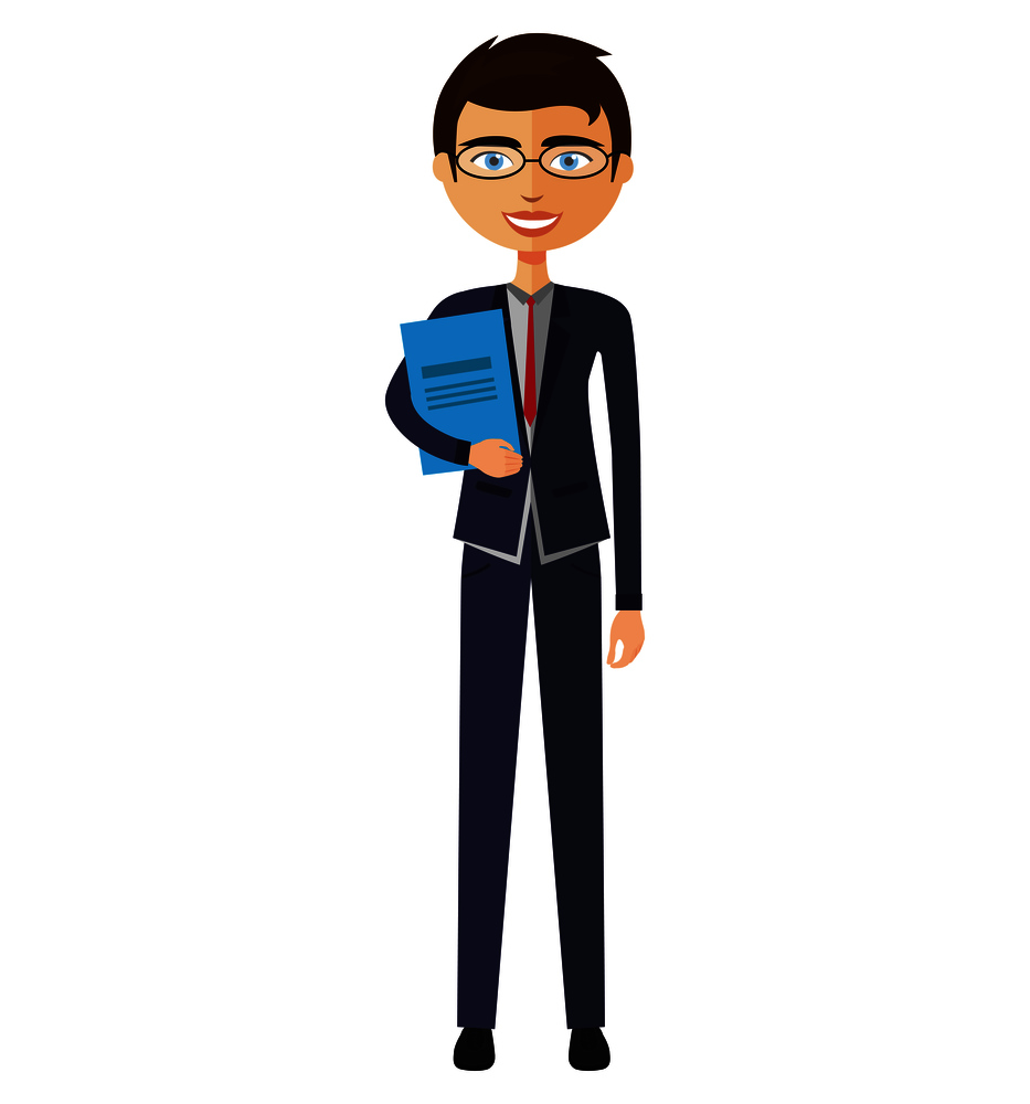 Young businessman with crossed arms vector illustration