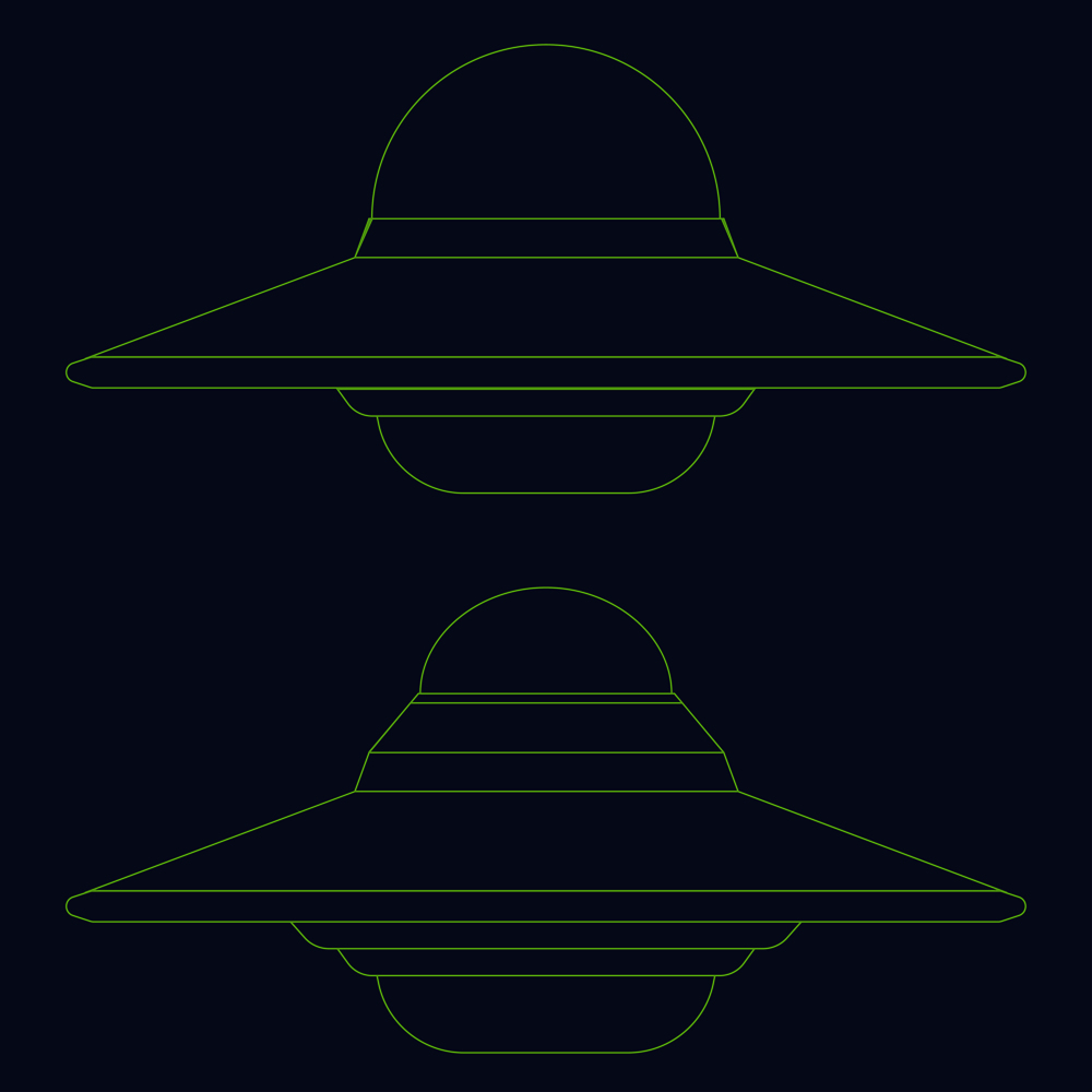 Abstract ufo ship design, flying saucer illustration.