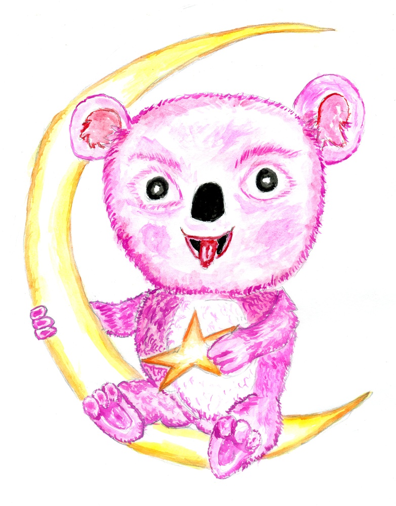 Cartoon kawaii koala character hand drawn illustration.