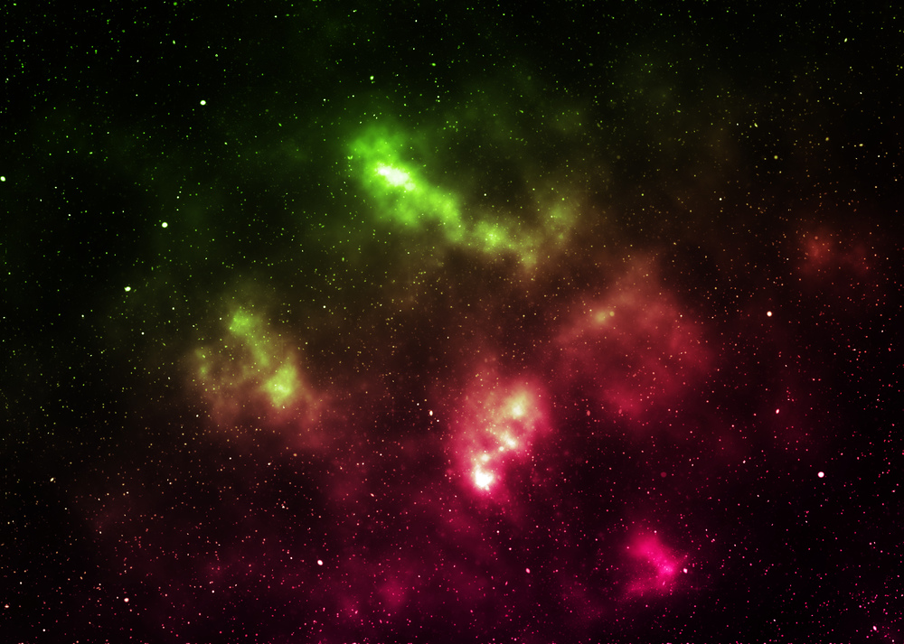 Grunge nebula clouds with stars, abstract outer space illustration.