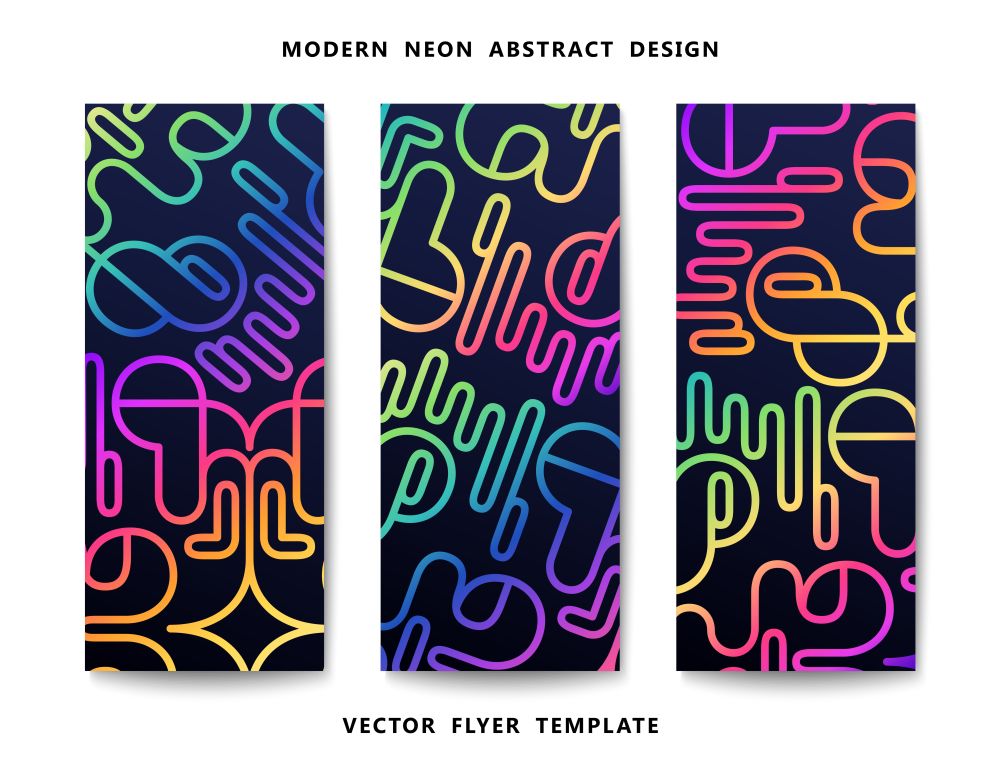 ?heerful bright flyer with futuristic pattern. Techno design. Vector banners template. Vector bright futuristic banners